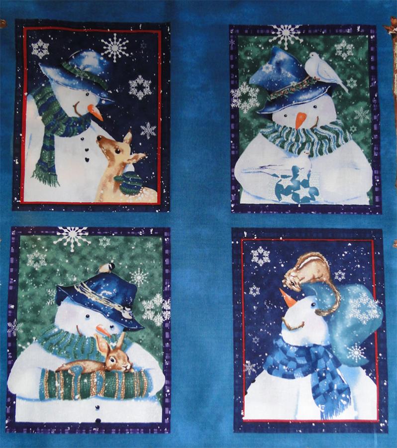 Stoff. Panel mit richtig schönen Wintermotiven. Blau.