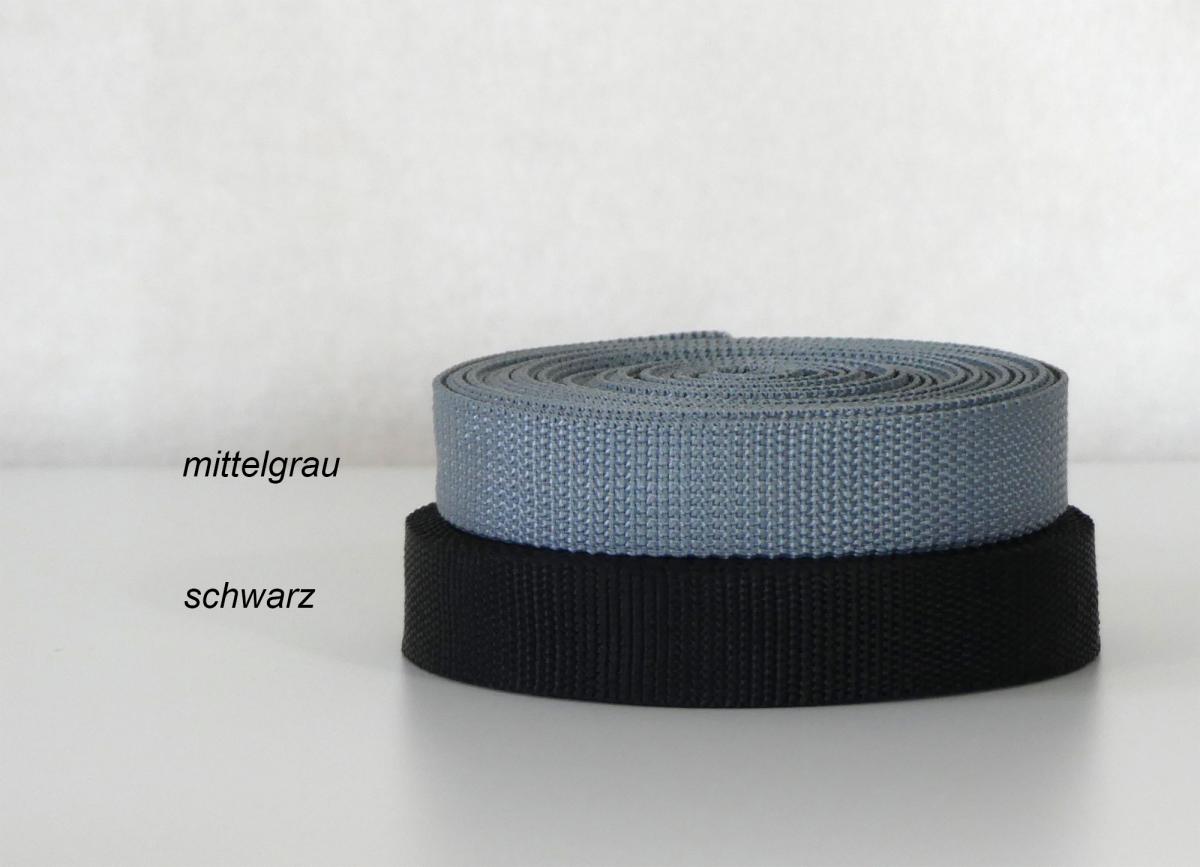 Gurtband 25mm ind schwarz und grau