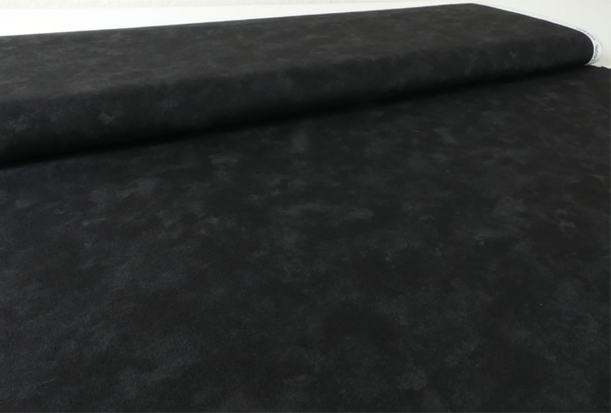 Patchworkstoff, Meterware. Schwarz marmorierter Klassiker von Moda aus der Serie Marbles.