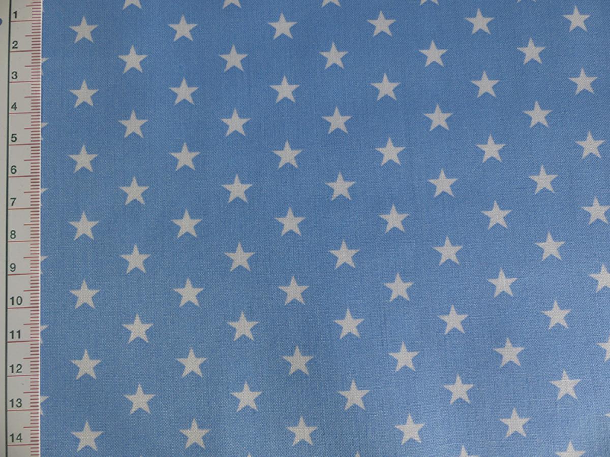 Baumwollstoff, Baumwollstoff, Sterne, 0,9cm, hellblau. Detailansicht mit Maß., 0,9cm, petrol. Detailansicht mit Maß.